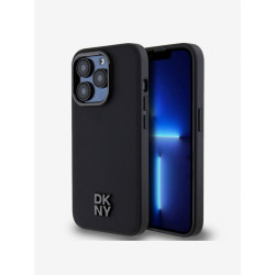 DKNY PU Leather Stack Logo Magsafe Zadní Kryt pro iPhone 14 - Black