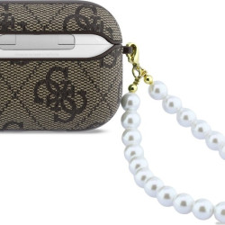 Guess PU 4G Classic Logo Pearl Strap Case for AirPods Pro 3 - Brown