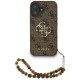 Guess PU 4G Metal Logo με Strap Σκληρή Θήκη Πλάτης για iPhone 16 Pro Max - Καφέ Apple Θήκες Κινητών