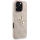 Guess PU 4G Metal Logo με Strap Σκληρή Θήκη Πλάτης για iPhone 16 Pro Max - Ροζ Apple Θήκες Κινητών