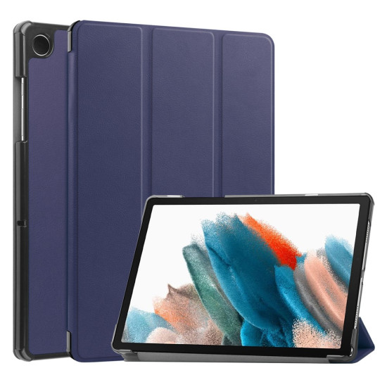 For Samsung Galaxy Tab A9 Tri-fold Stand PU Leather Tablet Case Full Protection Tablet Cover - Dark Blue Samsung Cases Mobile Tablet