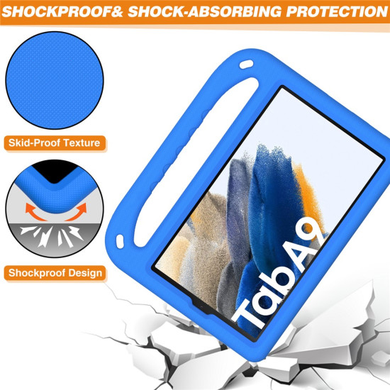 For Samsung Galaxy Tab A11 / A9 Case Shockproof Kickstand EVA Tablet Cover with Handle - Blue Samsung Cases Mobile Tablet