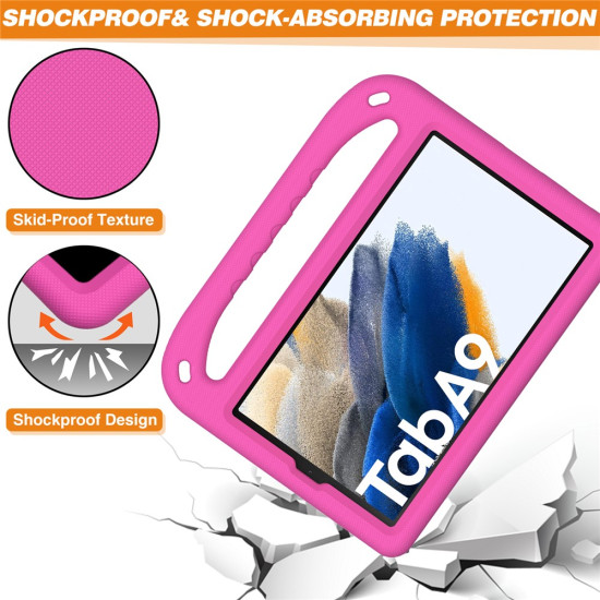 For Samsung Galaxy Tab A11 / A9 Case Shockproof Kickstand EVA Tablet Cover with Handle - Rose Samsung Cases Mobile Tablet