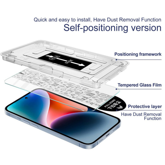 IMAK H Series For Realme GT 6 5G Tempered Glass Screen Protector Easy Installation Film with Auto Dust-Remove Tool Kit (Fingerprint Unlock) Oppo Realme Screen Protectors