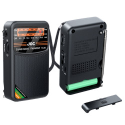 JOC TG-66 Mini Radio FM/AM/SW Full Band 3W Speaker HD Mirror Display Portable Radio - Black