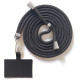 Adjustable Polyester Neck / Shoulder Strap Anti-lost Phone Carrying Rope with Cured Cloth Patch - Black+Black Patch Holders & Docks