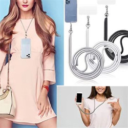 Adjustable Polyester Neck / Shoulder Strap Anti-lost Phone Carrying Rope with Cured Cloth Patch - Black+Black Patch