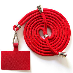 Adjustable Polyester Neck / Shoulder Strap Anti-lost Phone Carrying Rope with Cured Cloth Patch - Red+Red Patch
