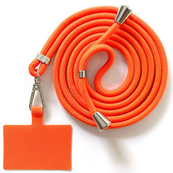 Adjustable Polyester Neck / Shoulder Strap Anti-lost Phone Carrying Rope with Cured Cloth Patch - Orange+Orange Patch