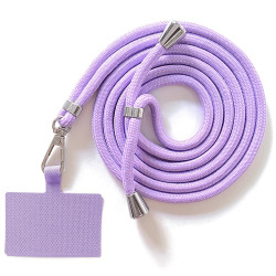 Adjustable Polyester Neck / Shoulder Strap Anti-lost Phone Carrying Rope with Cured Cloth Patch - Purple+Purple Patch