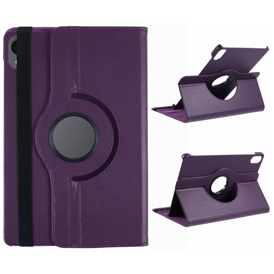 For Samsung Galaxy Tab S11 Case Rotating Stand PU Leather + PC Tablet Cover with Elastic Band - Purple Samsung Cases Mobile Tablet