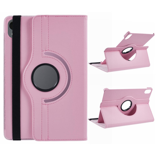 For Samsung Galaxy Tab S11 Case Rotating Stand PU Leather + PC Tablet Cover with Elastic Band - Pink Samsung Cases Mobile Tablet