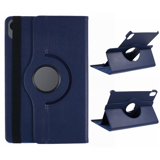 For Samsung Galaxy Tab S11 Case Rotating Stand PU Leather + PC Tablet Cover with Elastic Band - Dark Blue Samsung Cases Mobile Tablet