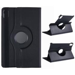For Samsung Galaxy Tab S11 Case Rotating Stand PU Leather + PC Tablet Cover with Elastic Band - Black