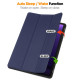 For Samsung Galaxy Tab S10 Lite / S10 FE / S9 FE / Tab S9 Smart Case PU Leather+TPU Trifold Stand Tablet Cover with Pencil Holder - Dark Blue Samsung Cases Mobile Tablet
