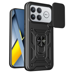 Case for Xiaomi Redmi K90 Pro Max 5G  /  Poco F8 Ultra with Slide Camera Lid PC + TPU Kickstand Phone Cover - Black