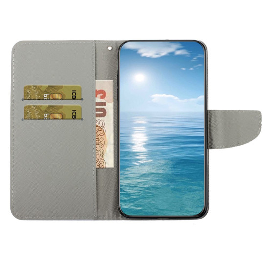 For Xiaomi Redmi Note 15 4G (Global) Case Pattern Printing Protective Leather Folio Phone Cover with Wrist Strap - Glowing Butterfly XIAOMI Cases Mobile