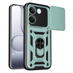 For Xiaomi Poco X8 Pro 5G Case with Slide Camera Lid PC + TPU Kickstand Phone Cover - Green