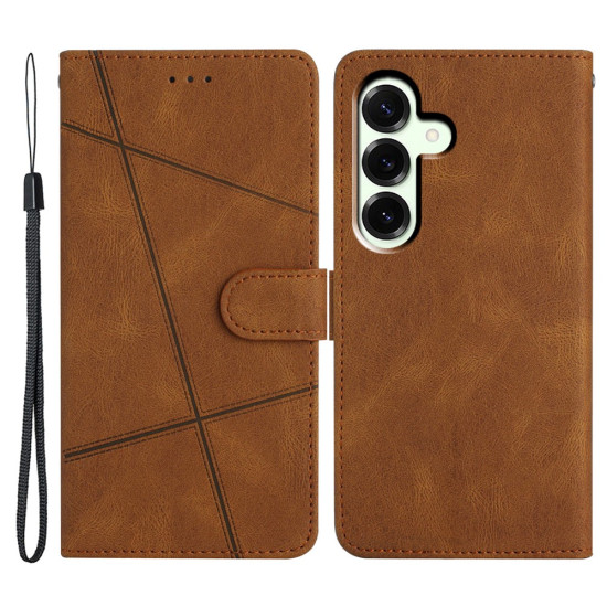 Θήκη Πορτοφόλι με Βάση Στήριξης Σχέδιο Γραμμές για Samsung Galaxy A57 5G - Καφέ Samsung Θήκες Κινητών
