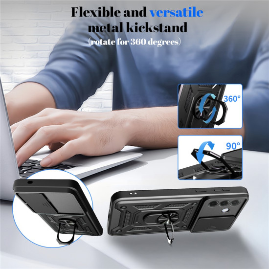 Υβριδική Θήκη Σιλικόνης με Μαγνητικό Δαχτυλίδι Στήριξης και Προστασία Κάμερας για Samsung Galaxy A37 5G - Πράσινο Samsung Θήκες Κινητών