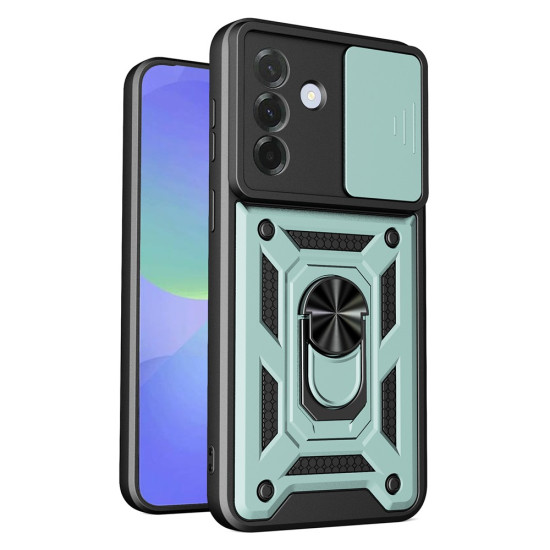 Υβριδική Θήκη Σιλικόνης με Μαγνητικό Δαχτυλίδι Στήριξης και Προστασία Κάμερας για Samsung Galaxy A37 5G - Πράσινο Samsung Θήκες Κινητών
