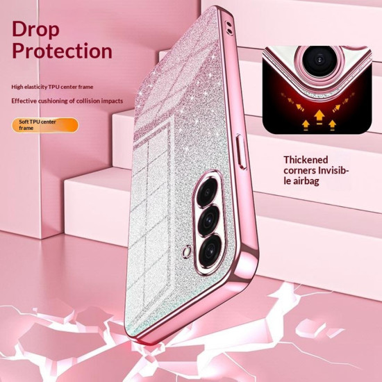 Θήκη Σιλικόνης TPU Electroplating με Glitter για Samsung Galaxy A37 5G - Ροζ Samsung Θήκες Κινητών