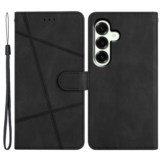 Θήκη Πορτοφόλι με Βάση Στήριξης Σχέδιο Γραμμές για Samsung Galaxy A37 5G - Μαύρο Samsung Θήκες Κινητών