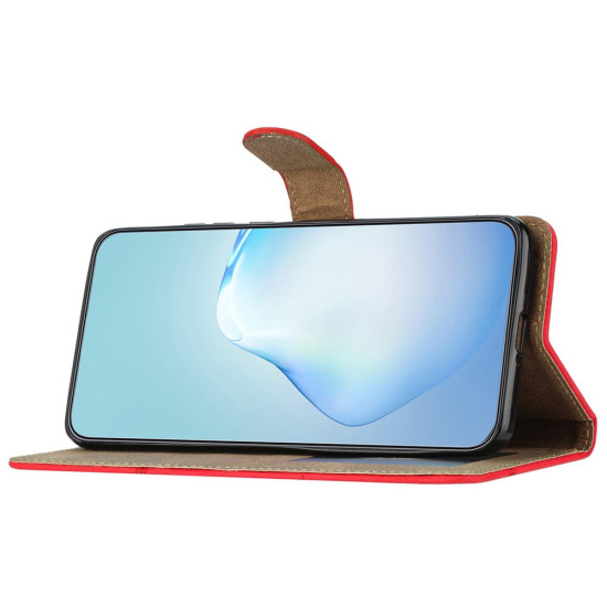 Θήκη Πορτοφόλι με Βάση Στήριξης Σχέδιο Γραμμές για Samsung Galaxy A37 5G - Κόκκινο Samsung Θήκες Κινητών