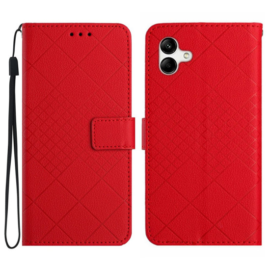 For Samsung Galaxy A07 4G Case Wallet Imprint PU Leather Flip Folio Phone Cover - Red Samsung Cases Mobile