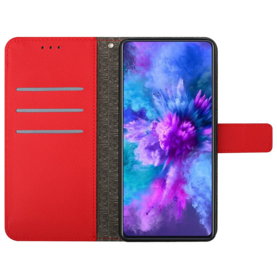 For Samsung Galaxy A07 4G Case Wallet Imprint PU Leather Flip Folio Phone Cover - Red Samsung Cases Mobile