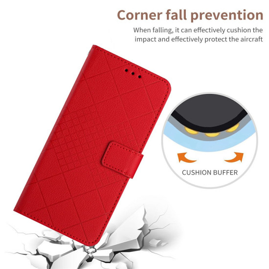 For Samsung Galaxy A07 4G Case Wallet Imprint PU Leather Flip Folio Phone Cover - Red Samsung Cases Mobile