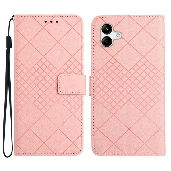 For Samsung Galaxy A07 4G Case Wallet Imprint PU Leather Flip Folio Phone Cover - Pink Samsung Cases Mobile
