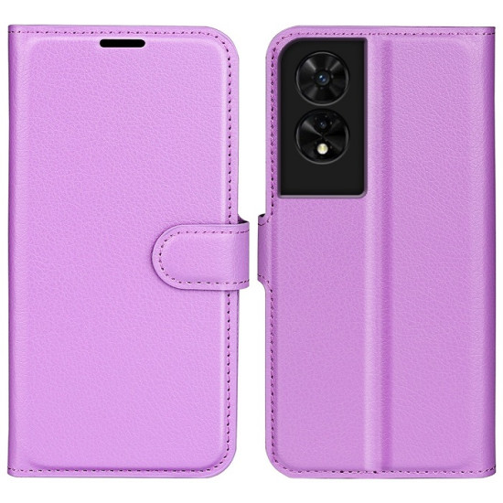 For TCL 505 Case Litchi Texture Shockproof Leather Wallet Phone Cover - Purple TCL Mobile Cases