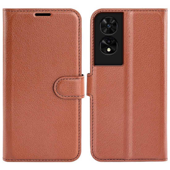For TCL 505 Case Litchi Texture Shockproof Leather Wallet Phone Cover - Brown TCL Mobile Cases