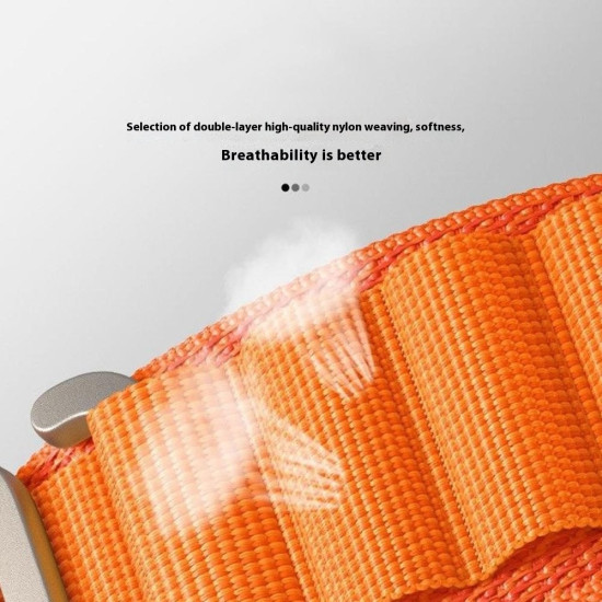 22mm Canvas Watch Band for Samsung Galaxy Watch3 45mm / Huawei Watch GT 5 Pro 46mm / GT 5 46mm Loop Fastener Strap - Orange Samsung Smart Watch