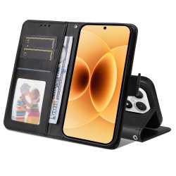 For Xiaomi 17 Case Wallet PU Leather Folio Flip Phone Cover - Black For Xiaomi 17 Case Wallet PU Leather Folio Flip Phone Cover - Black