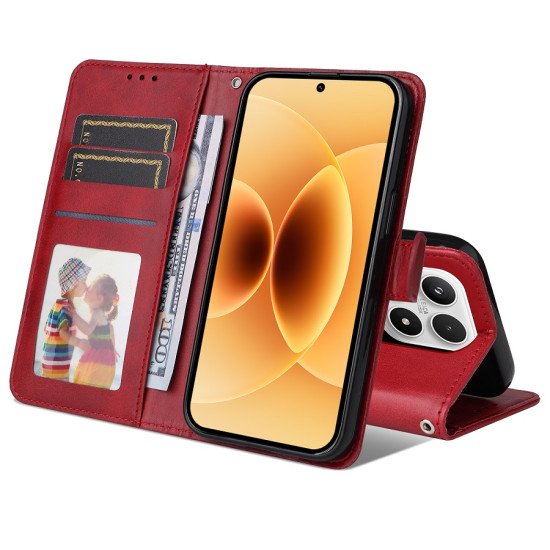 Θήκη Πορτοφόλι με Βάση Στήριξης για Xiaomi 17 - Κόκκινο XIAOMI Θήκες Κινητών