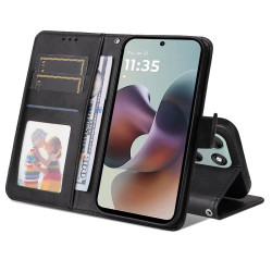 For Motorola Moto G56 5G Case Wallet PU Leather Folio Flip Phone Cover - Black For Motorola Moto G56 5G Case Wallet PU Leather Folio Flip Phone Cover - Black