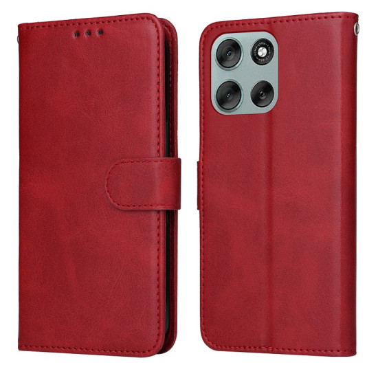 For Motorola Moto G56 5G Case Wallet PU Leather Folio Flip Phone Cover - Red Motorola Cases Mobile