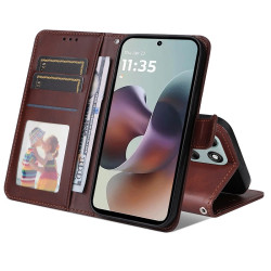 For Motorola Moto G56 5G Case Wallet PU Leather Folio Flip Phone Cover - Brown For Motorola Moto G56 5G Case Wallet PU Leather Folio Flip Phone Cover - Brown