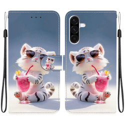 For Samsung Galaxy A56 5G  /  A36 5G Case Pattern Printing Anti-Drop Leather Flip Wallet Phone Cover with Lanyard - Cartoon Tiger