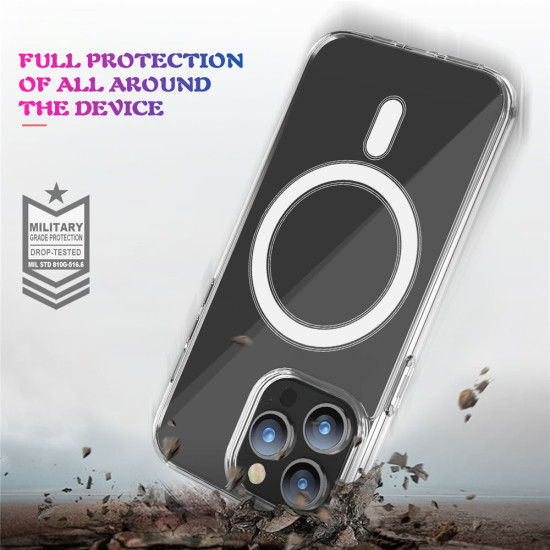 Θήκη Σιλικόνης TPU με Σκληρή Πλάτη (συμβατή με MagSafe) για iPhone 15 Pro Max - Διάφανο Apple Θήκες Κινητών