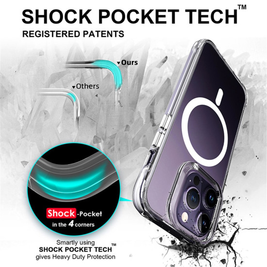 Θήκη Σιλικόνης TPU με Σκληρή Πλάτη (συμβατή με MagSafe) για iPhone 14 Pro Max - Διάφανο Apple Θήκες Κινητών