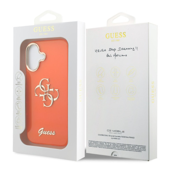 Guess IML 4G Script Metal Logo Case for iPhone 17 - Orange Apple Cases Mobile