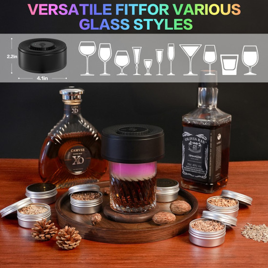 QY-503 Whiskey Champagne Smoke Infuser Electric Cocktail Smoker with LED Lights 4 Modes for Beverage Flavor Enhancement Gadgets - Toys - Hobby