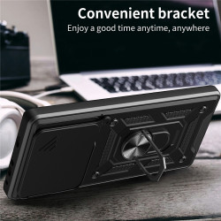 For Xiaomi Redmi Note 15 Pro 5G (Global) Case with Slide Camera Lid PC + TPU Kickstand Phone Cover - Red