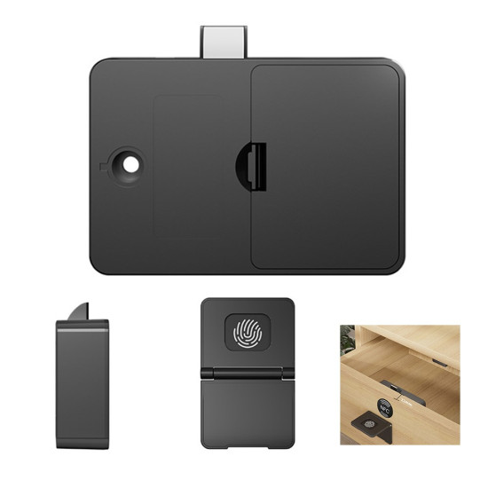 F079 No-Drill Smart NFC Drawer Lock Built-in IC Card Swipe Sensor Lock for Sauna Wardrobe - Black Gadgets - Toys - Hobby