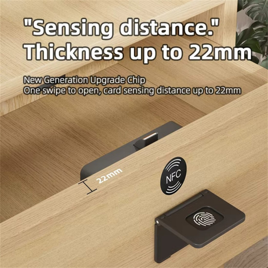F079 No-Drill Smart NFC Drawer Lock Built-in IC Card Swipe Sensor Lock for Sauna Wardrobe - Black Gadgets - Toys - Hobby