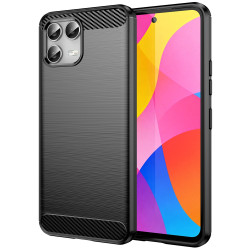 For T-Mobile T Phone 3 Pro  /  Revvl 8 Pro Case Protective Phone Cover Carbon Fiber Texture Brushed - Black