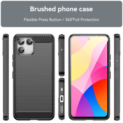 For T-Mobile T Phone 3 Pro  /  Revvl 8 Pro Case Protective Phone Cover Carbon Fiber Texture Brushed - Black